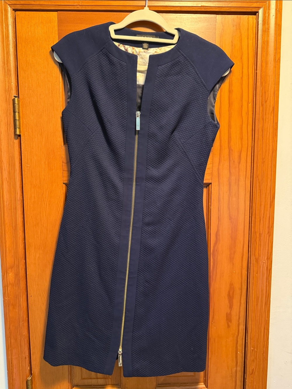 Ted Baker Navy Zip-Front Midi Dress